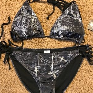 rebel saints rhinestone bikini